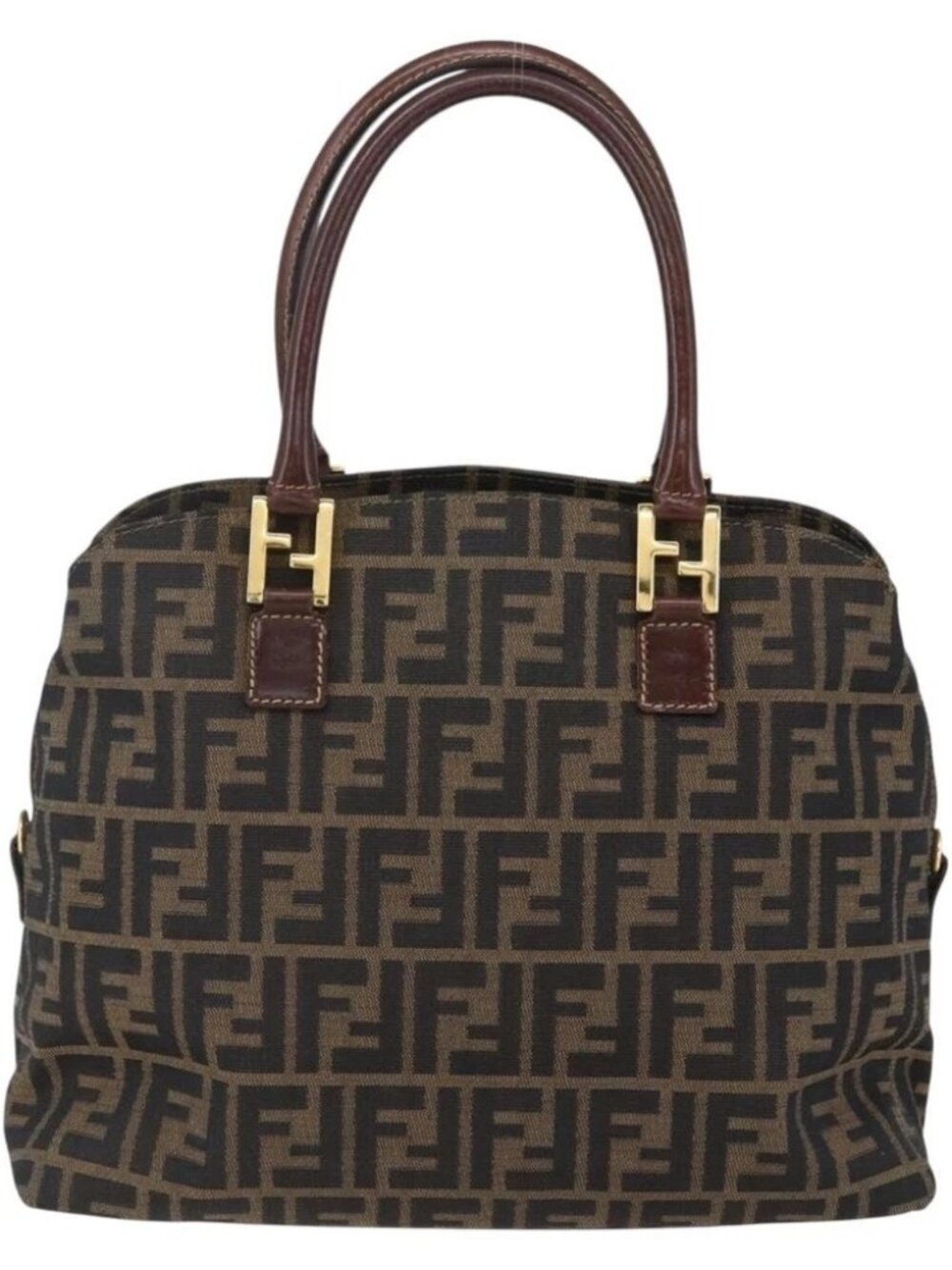 FENDI Zucca Canvas Mamma Baguette Hand Bag Black Brown Silver - Picture 3 of 16